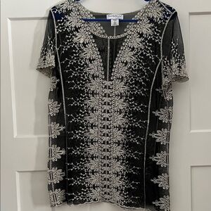 Black and Cream Embroidered Top